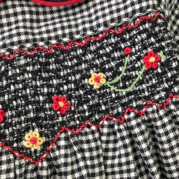 Rare Editions Smocked Houndstooth Floral velvet trim dress size 18M EUC - Picture 7 of 14